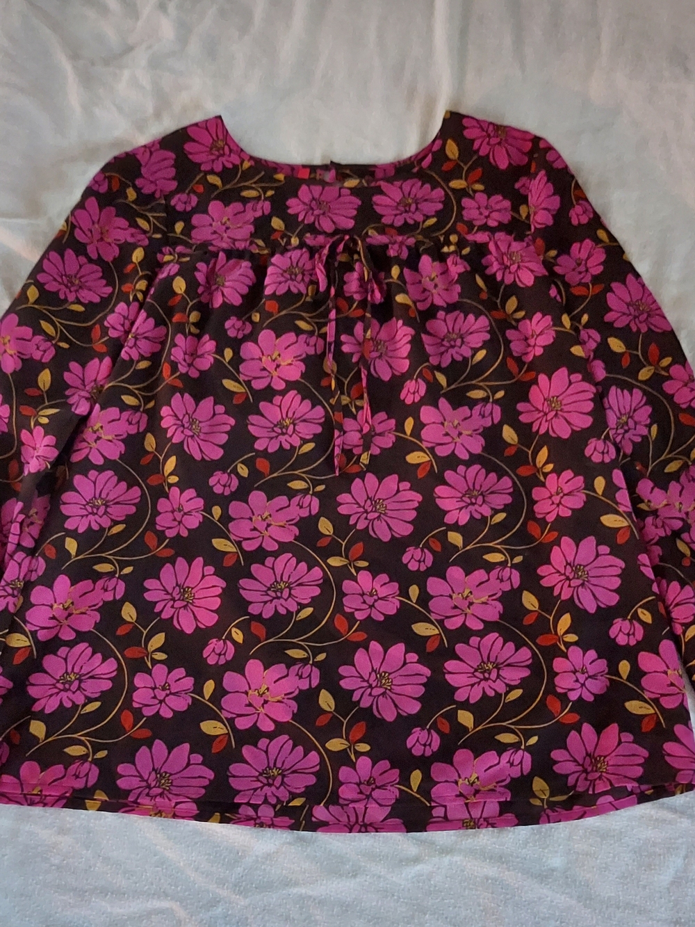Izod Pink Floral Long-Sleeve Tunic on Black
